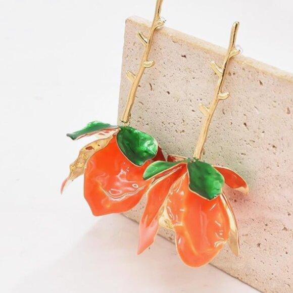 Anthropologie Long Golden Petal Flower Earrings - Picture 2 of 5